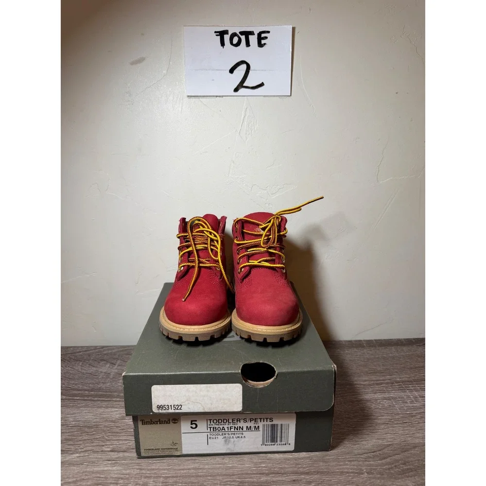 Timberland Boots 6-Inch Premium Waterproof Red Toddler Size 5